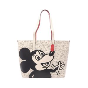 [Used] COACH Tote Bag COACH × Disney × Keith Haring C0895 Off-white/Black Leather COACH × DISNE × Keith Haring Highline Tote Bag Women's