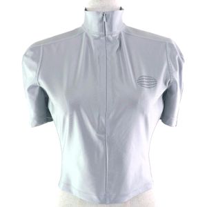 Excellent condition △ Alexander Wang 1CC1231753 Half-zip top , short-sleeved rash guard top, silver fox, size M, women's.