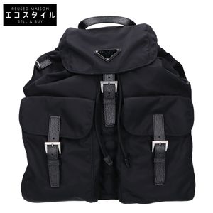 Prada 2VZ110 2C26 黑色 Re-Nylon x 磨毛小牛皮三角板兩用背包/單肩包 - [二手]