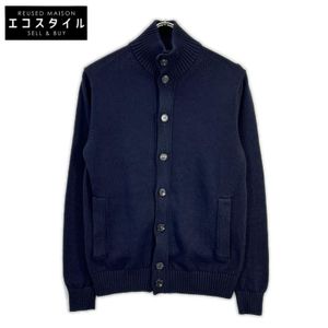 Zanone 810100 Z1337 Navy CHIOTO 7-gauge linen cotton stand collar knit cardigan, size 44 [Used]