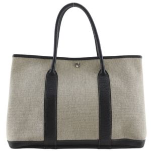 กระเป๋าถือ Hermes Garden Party PM 36 ลาย Toile H ปี 2005 สีเทา □I กระเป๋าสะพายไหล่ กระเป๋าถือ ขนาด A4 ปิดด้วยกระดุมแป๊ก สำหรับผู้หญิง [มือสอง]