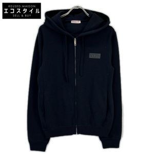 Valentino Black 1V3KE01P864 00000280611 Wool x Cashmere Knit Zip-Up Logo Parka S [Used]