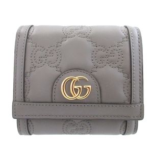 Like New Gucci 723799 GG Matelassé Leather Gray Bi-fold Wallet 0951 [Used] GUCCI