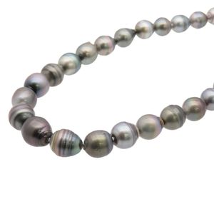 Excellent condition 6-10mm Tahitian baroque pearl peacock necklace, pearl/silver/black, 0053 [Used]