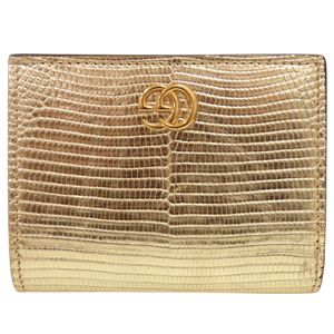 Excellent condition Gucci GG Marmont bi-fold wallet, lizard leather, gold, 1542 [Used] Gucci