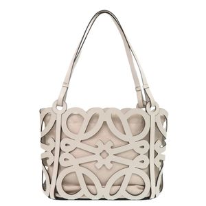 Excellent condition Loewe Anagram Cutout Tote A922Q05X02 Leather Canvas White Tote Bag 0326 [Used] LOEWE