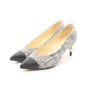 [Used] Chanel CHANEL Pumps Coco Mark JG33456 Black/Ivory Fabric Leather Tweed Pumps Women's Used A
