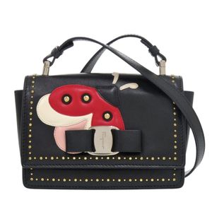 미품 Salvatore Ferragamo 21 G659 발라 RIBON 무당벌레 레더 블랙 숄더백 블랙 1442【중고】 Salvatore Ferragamo