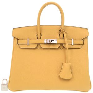Unused Hermes Birkin 25 Togo Leather, Paille Leather, Silver Hardware, G Stamp, Yellow Handbag, 1759 [Pre-owned] HERMES