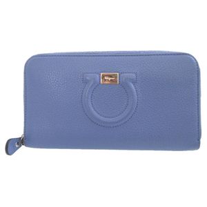 Excellent condition Salvatore Ferragamo Gancini 22C843 Leather Purple Round Zip Long Wallet 0858 [Used] Salvatore Ferragamo