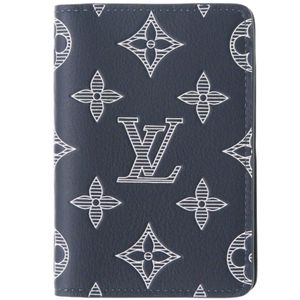 Unused Louis Vuitton Organizer de Poche Monogram Shadow M83378 IC Blue Marine Card Case Wallet LV 0216 [Used] LOUIS VUITTON Men's