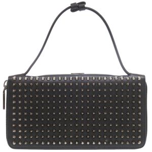 Christian Louboutin 라운드 패스너 스탓즈 PANETTONE SPIKES XL 3175209 레더 블랙 긴 지갑 블랙 0238 【중고】 Christian Louboutin