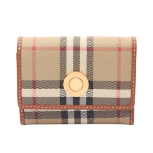 【二手】Burberry BURBERRY 三折錢包 Nova 格紋 8109800 米色皮革三折錢包 女士全新