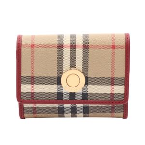 【二手】Burberry BURBERRY 三折錢包 Nova 格紋 8116328 米色皮革三折錢包 女士 全新