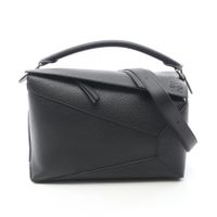 【중고】 로에베 LOEWE 핸드백 퍼즐 엣지 대형 2WAY B510P00X051100 블랙 가죽 숄더백 여성 신품