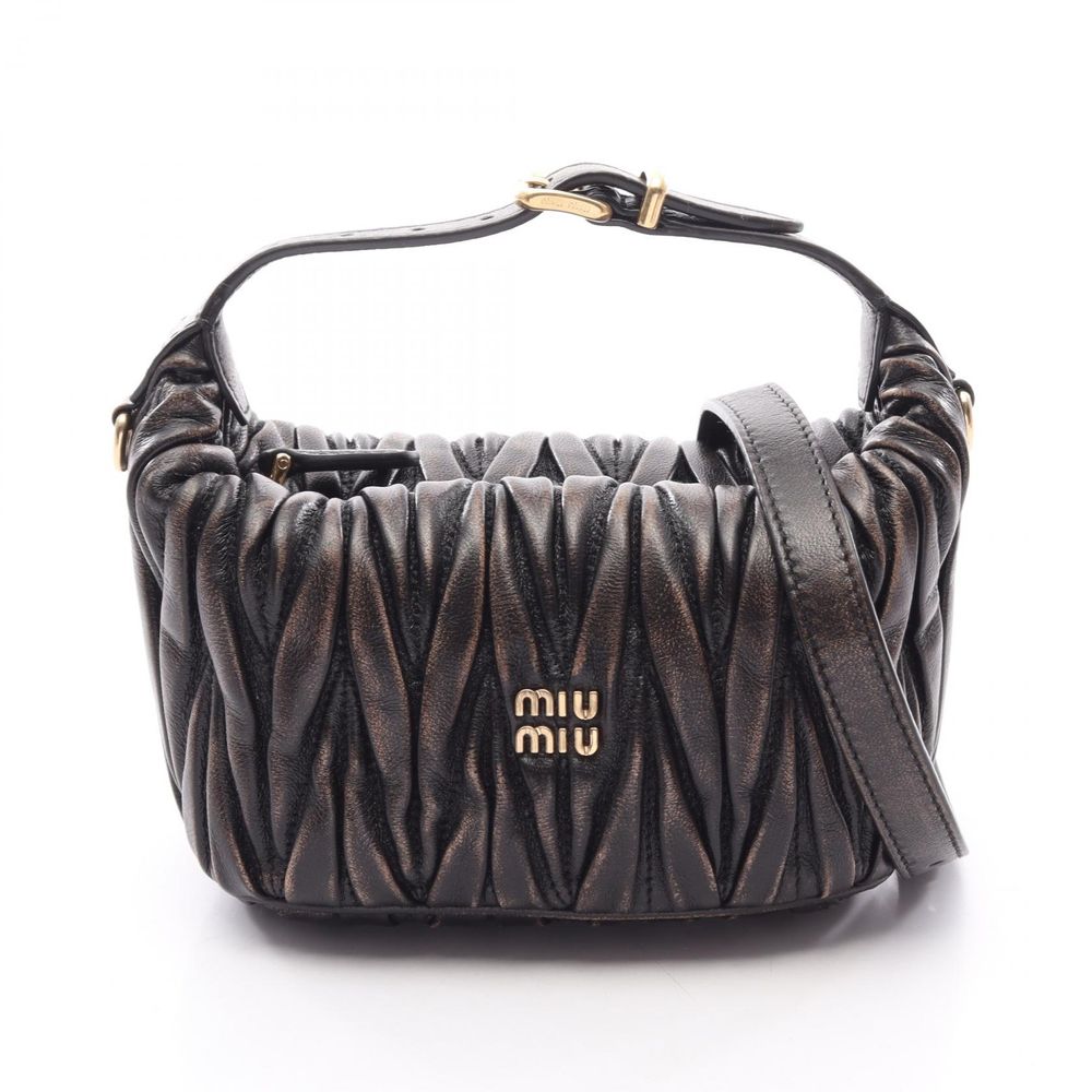 【중고】 뮤 뮤 Miu Miu 핸드백 마테라세 2WAY 5BP100AF6QF0201 ブラウン 가죽 핸드백 여성 신품