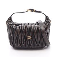 【중고】 뮤 뮤 Miu Miu 핸드백 마테라세 2WAY 5BP100AF6QF0201 ブラウン 가죽 핸드백 여성 신품