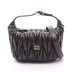 【중고】 뮤 뮤 Miu Miu 핸드백 마테라세 2WAY 5BP100AF6QF0201 ブラウン 가죽 핸드백 여성 신품