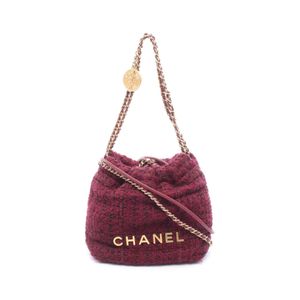 【中古】 シャネル CHANEL ショルダーバッグ CHANEL 22 ミニ AS3980 ワインレッド ファブリック レザー CHANEL22 マトラッセ ミニ チェーンショルダー レディース Used A