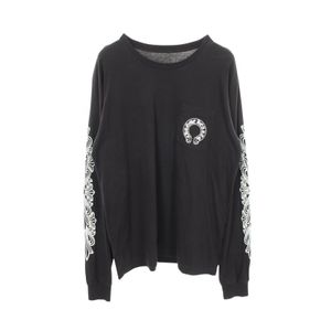 เสื้อยืดแขนยาว Chrome Hearts ลายเกือกม้า ดอกไม้ และไม้กางเขน คอกลม ผ้าฝ้าย สำหรับผู้ชาย (มือสอง)