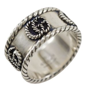 Gucci Double G Wide Ring, Size 9.5, Sterling Silver 925, Approx. 5.8g, Women's [Used]