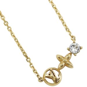 루이비통 LOUIS VUITTON 목걸이 푸티 루이 목걸이 LV 서클 모노그램 플라워 M00368 금도금 LE4212 약 3.5g Necklace Petit Louis 여성【중고】