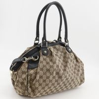 Gucci Sukey Tote Bag, 2-Way Shoulder Bag, 223974, GG Canvas, Brown, Shoulder Bag/Handbag, 2-Way, A5 Size, Double Zipper, Women's [Used]