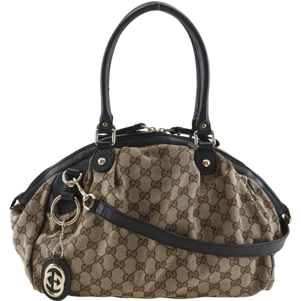Gucci Sukey Tote Bag, 2-Way Shoulder Bag, 223974, GG Canvas, Brown, Shoulder Bag/Handbag, 2-Way, A5 Size, Double Zipper, Women's [Used]