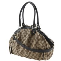 Gucci Sukey Tote Bag, 2-Way Shoulder Bag, 223974, GG Canvas, Brown, Shoulder Bag/Handbag, 2-Way, A5 Size, Double Zipper, Women's [Used]