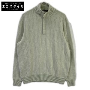 Loro Piana Light Green 100% Cashmere Half-Zip High Neck Knit, Size 52 [Used]