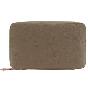 エルメス HERMES シルキーデイリーGM 手帳カバー ヴォーエプソン エトゥープ 2011年 グレー/ピンク □O ファスナー Silky Daily GM レディース【中古】