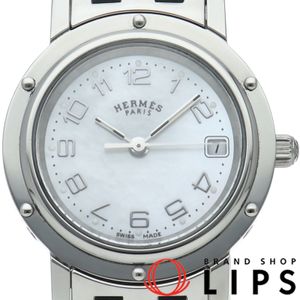 헤르메스 클리퍼 나쿠레 레이디스 시계 쉘 Clipper Ladies CL4.210 상자 SS 레이디스 시계 화이트 쉘 마무리 미품 【중고】