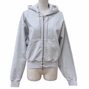 Excellent condition★Alexander Wang 4CC1252112 100% Cotton Rhinestone Fleece-lined Zip-up Hoodie Gray XS Authentic Women's