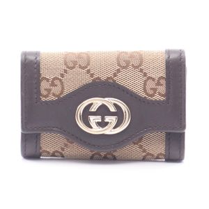 [Used] Gucci GUCCI Key Case Interlocking GG Canvas 6-Key Holder 282432 Beige/Dark Braun Canvas Leather 6-Key Holder Women's Used B