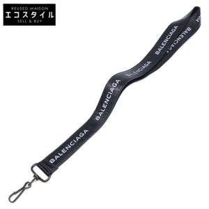 Balenciaga 499950 DB50T LOGO KEYRING Logo Leather Lanyard Strap [Used]