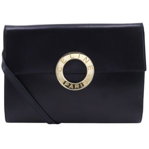 Celine CELINE 2-Way Clutch Shoulder Bag, Vintage Calfskin, Black, Crossbody/Shoulder Bag, A5 Size, Magnetic Closure, Women's [Used]