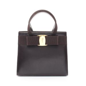 กระเป๋าถือ Salvatore Ferragamo รุ่น Vara Ribbon 21 4178 หนังสีน้ำตาลเข้ม สำหรับผู้หญิง (มือสอง)