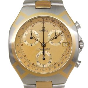 OMEGA Polaris Chronograph Watch 386.1031, Stainless Steel x Gold Plated, Quartz, Multi-Hand Analog Display, Gold Dial, Men's [Used]