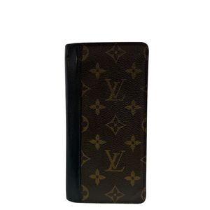 【ของมือสอง】LOUIS VUITTON (หลุยส์ วิตตอง) M69410 Portefeuille Brazza กระเป๋าสตางค์ใบยาว รุ่น Monogram Macassar สีน้ำตาล มีช่องใส่บัตรและช่องใส่เหรียญ