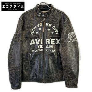 Avirex 6151121 DISTRES LEATHER Cracked Single Rider Jacket 2XL [Used]