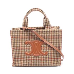 【二手】Celine CELINE托特包 SMALL CABAS Small Cabas Thais Triomphe 2WAYブラウン織物皮革 Triomphe Small Cabas Thais 女士