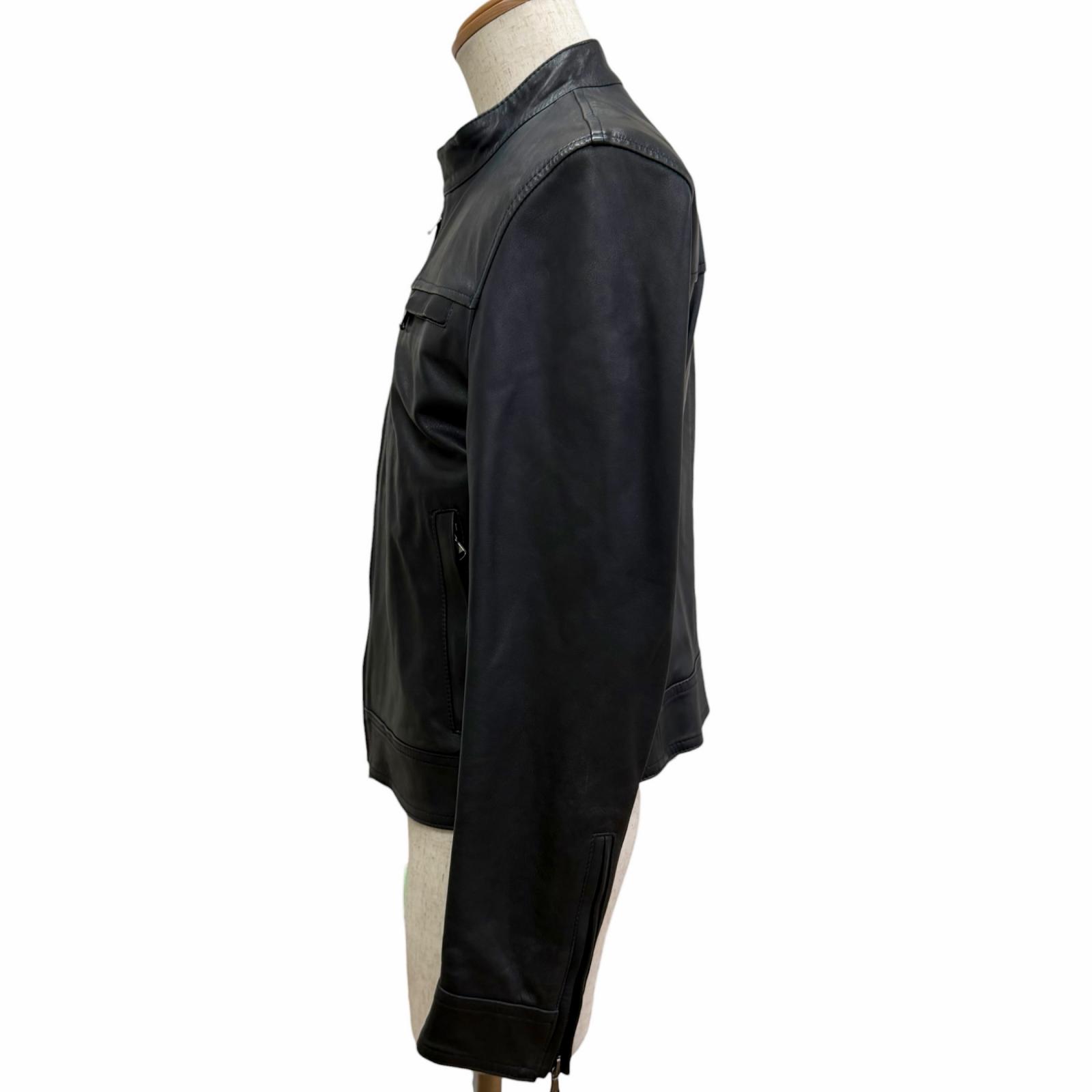 美品□EMMETI エンメティ SAMUELE スタンドカラー ラムレザー