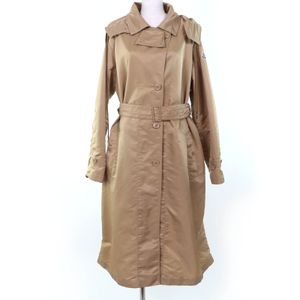 Excellent condition☆ MONCLER 23SS VILLEREST Trench Coat with Logo Patch and Hood, Beige, Size 2, Made in Italy, Authentic, Women's