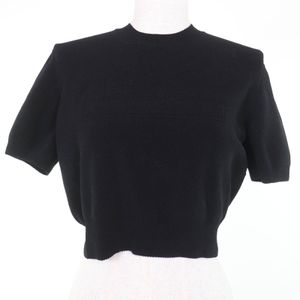 Excellent condition☆Alexander Wang 1KC3231037 Logo Short Sleeve Cropped Knit Black Size S Authentic Women's