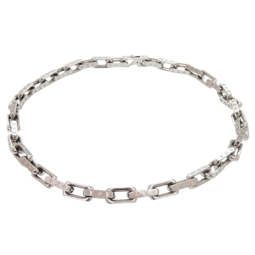 路易威登 Collier Chain Monogram M00307 金屬銀色項鍊 LV 0569 [二手]LOUIS VUITTON男士