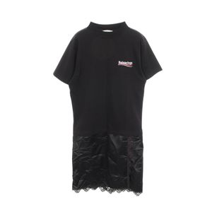 【二手】巴黎世家 (Balenciaga )連身裙，飾有品牌標誌刺繡，做舊處理，拼接設計，貨號 671398，棉質連身裙，女款，二手