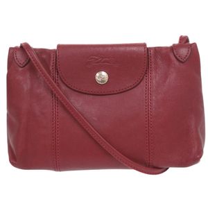 กระเป๋าสะพายไหล่หนัง Longchamp รุ่น Le Pliage สีบอร์โดซ์ 0518 สภาพเยี่ยม [มือสอง] Longchamp