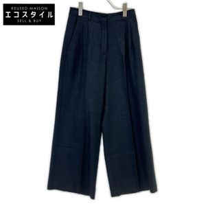 Loro Piana FAN1468 Navy Linen Wool Wide Slacks, Size 40 [Used]