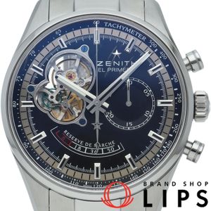 Zenith Chronomaster Open Power Reserve El Primero Watch 03.2080.4021/21.M2040 Box, Warranty Card, Stainless Steel, Men's Watch, Black, Polished, Excellent Condition [Used]