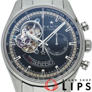 Zenith Chronomaster Open Power Reserve El Primero Watch 03.2080.4021/21.M2040 Box, Warranty Card, Stainless Steel, Men's Watch, Black, Polished, Excellent Condition [Used]